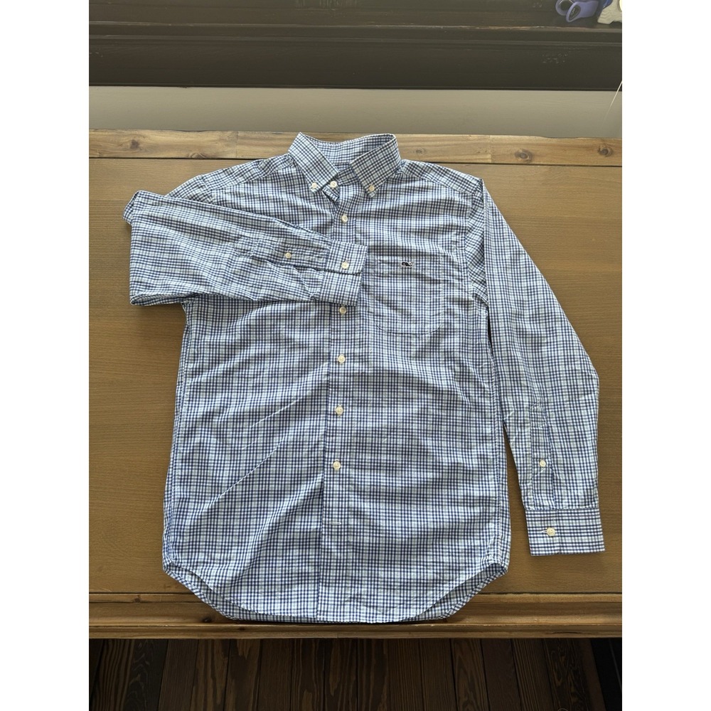 Vineyard Vines Men's Small Blue Checked Plaid Button-Down Shirt